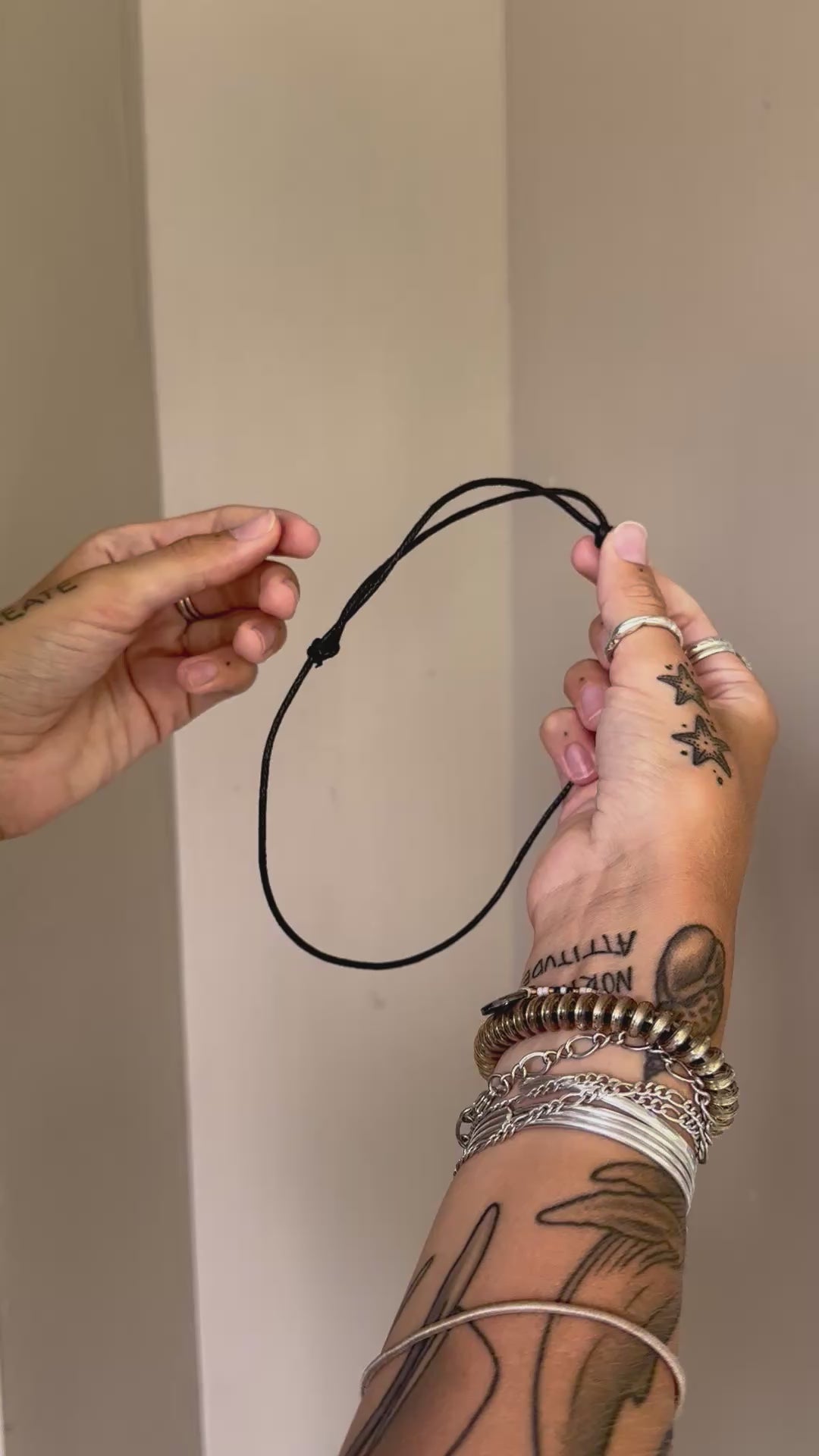 Adjustable Black Waxed Cotton Cord